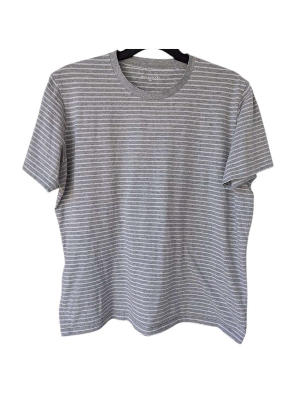 Spier & Mackay Fine Stripe T-Shirt Mens XXL Gray White 100% Cotton Tee 25.5x28
